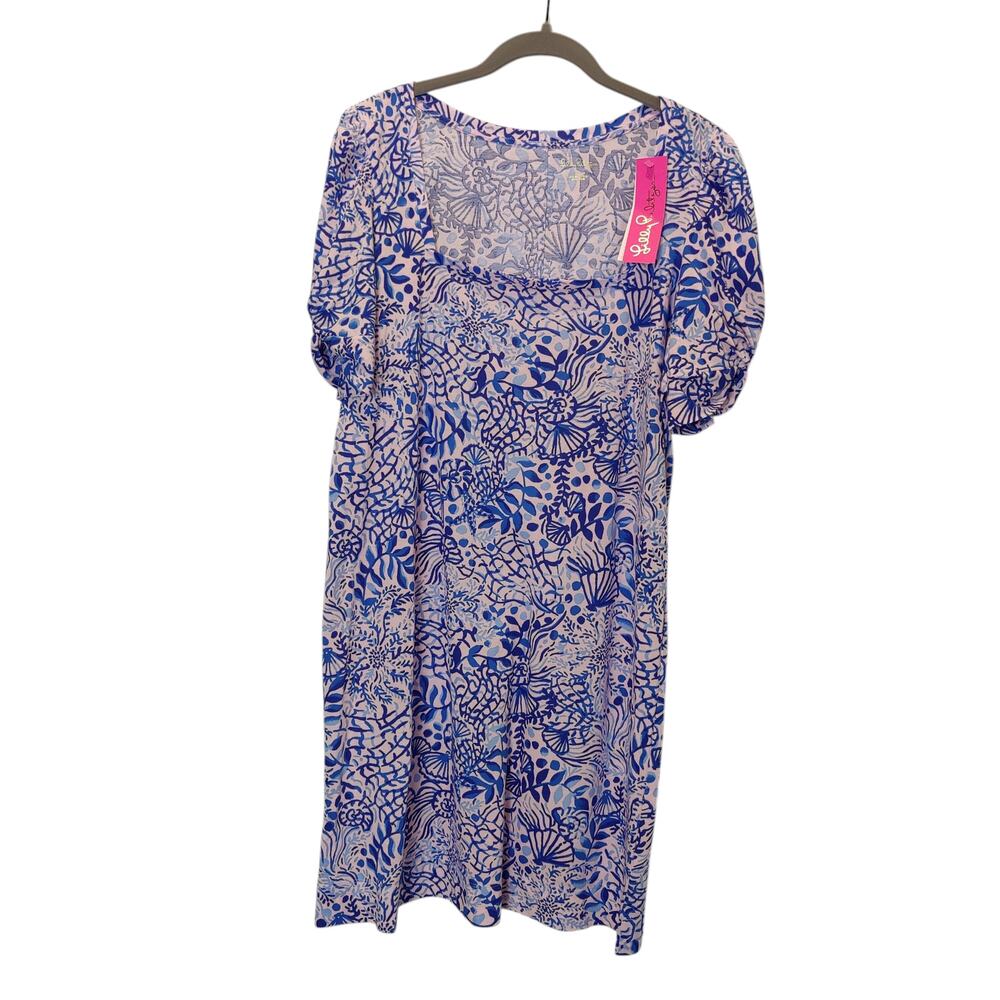 NWT Lilly Pulitzer Sz XL Haydn T Shirt Dress Calla Lillie Pink Puff Sleeve